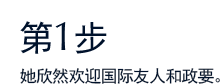 第1步 她欣然欢迎国际友人和政要。